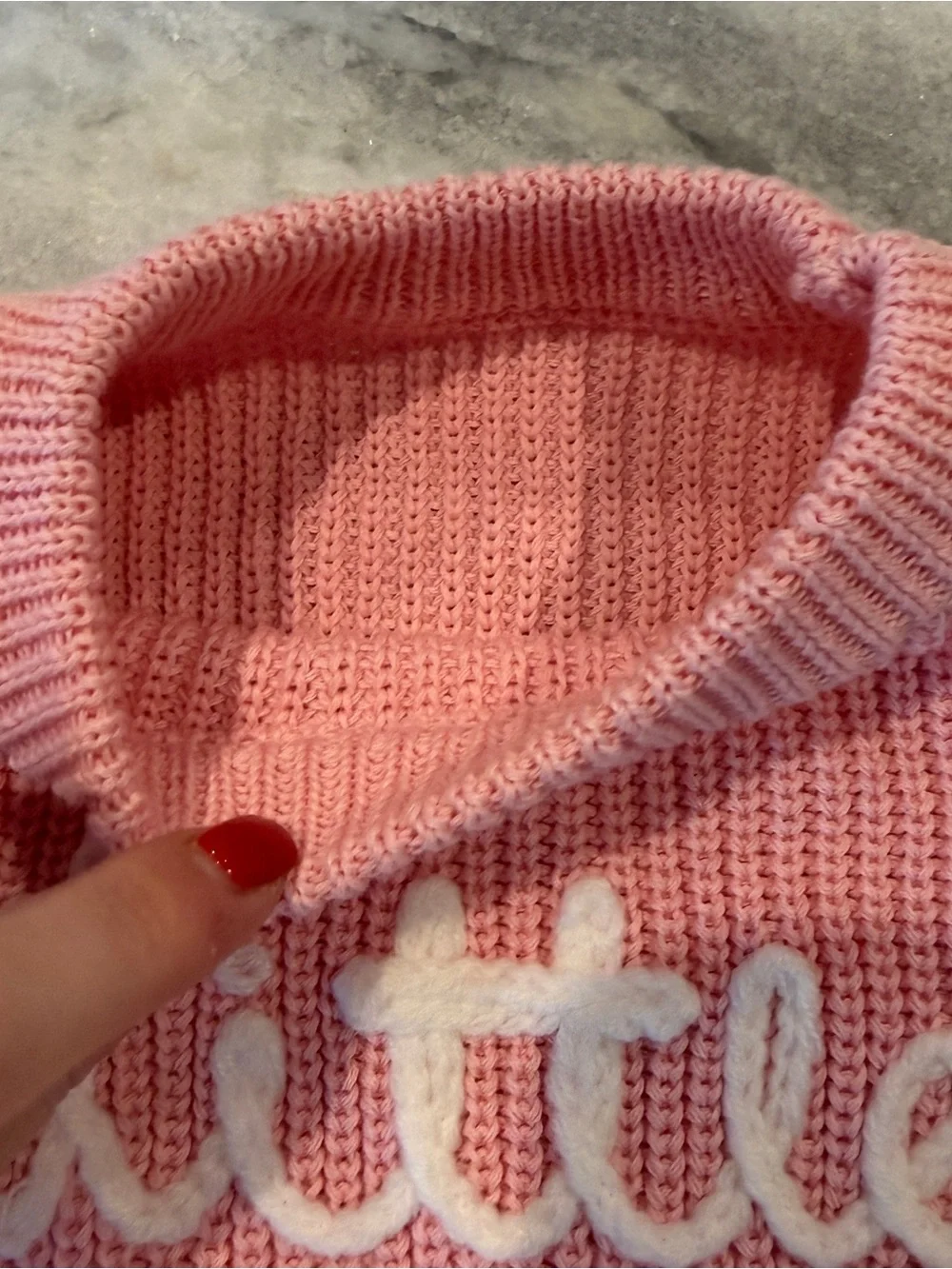 New Baby Girl Embroidered 0-3 Little Love Pink Knit Long Sleeve Bodysuit Romper